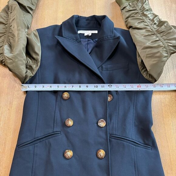 Veronica Beard Dickey Jacket Size 2 Double Breasted Satin Sleeve Gold Button - Picture 6 of 16